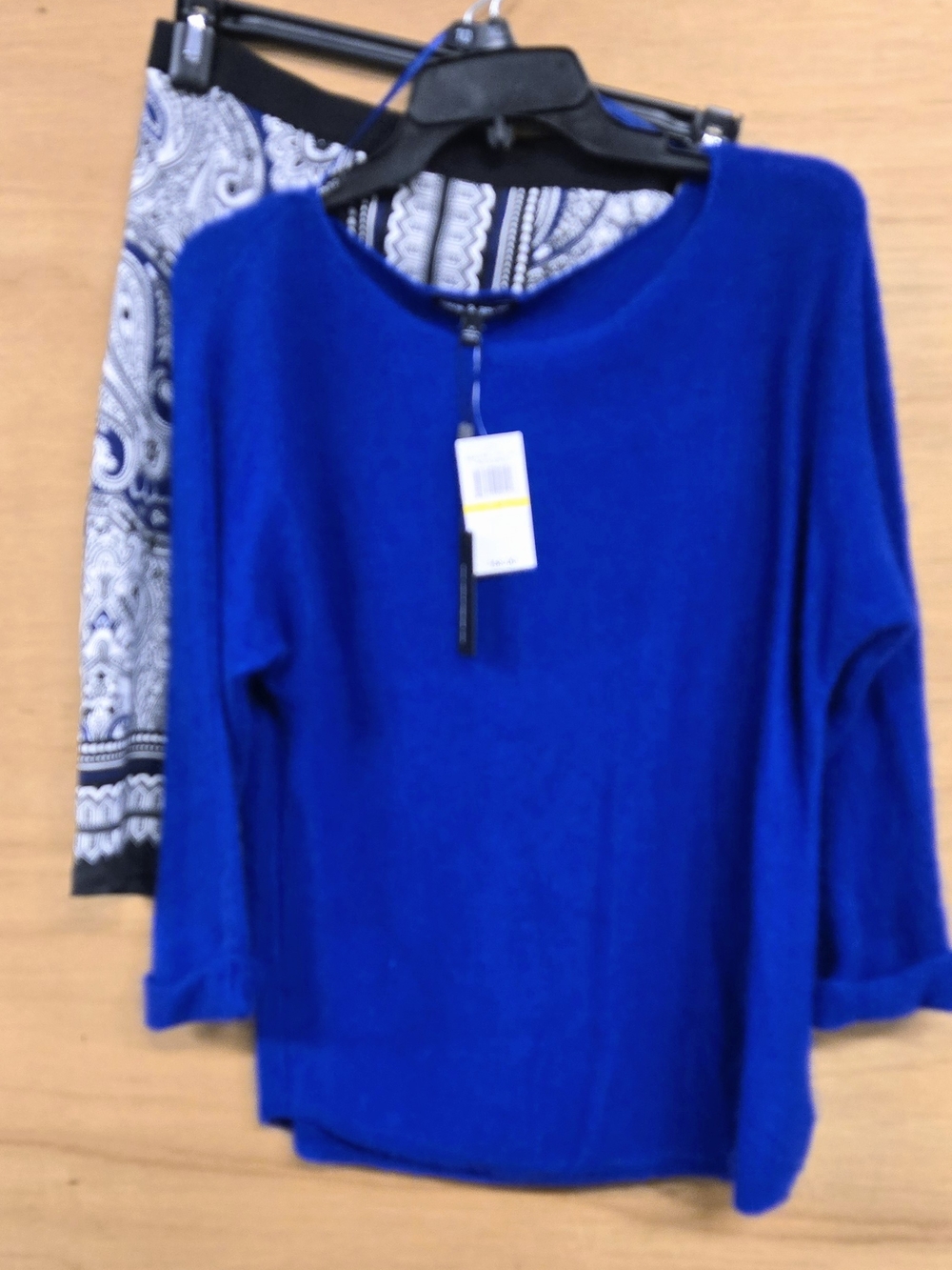 Cable & Gauge Royal Blue Crew Neck Angora Blend SweaterAndRafella Skirt. 2pc Set